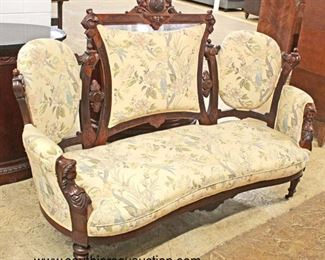 BEAUTIFUL ANTIQUE Walnut Carved Victorian Lady Head Settee attributed to John Jelliff Furniture 
