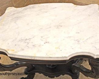  ANTIQUE Walnut Turtle Top Marble Top Parlor Table 