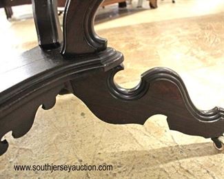  ANTIQUE Walnut Turtle Top Marble Top Parlor Table 