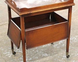  Mahogany Inlaid Tray Top Pop Out Sides Tea Table 