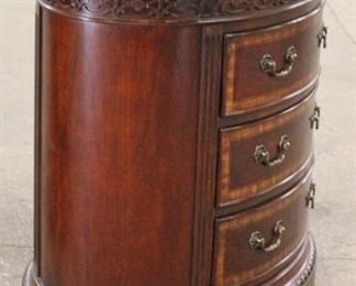 PAIR of Mahogany Oval Oversized Bedside Stands with Culture Marble Tops 
