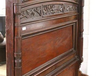  ANTIQUE Burl Walnut Carved 3 Piece Marble Top Victorian Full Size Bedroom Set with Lockside High Chest and Tennessee Brown Marble in the Original Finish 