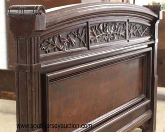  ANTIQUE Burl Walnut Carved 3 Piece Marble Top Victorian Full Size Bedroom Set with Lockside High Chest and Tennessee Brown Marble in the Original Finish 