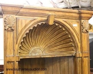  AWESOME 2 Piece Shadow Shell Carved Open Front CORNER Display Cabinet in the Walnut Finish 