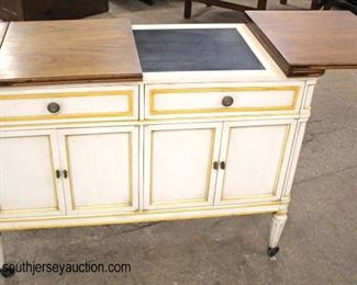  Distressed “Heritage Furniture” Flip Top 2 Drawer 4 Door with Natural Wood Top 