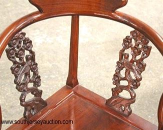  PAIR of Hardwood Asian Inspired Corner Arm Chairs 