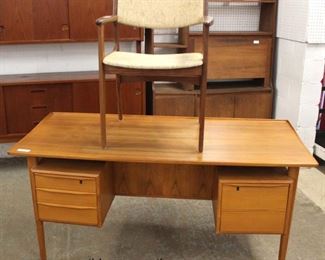  Mid Century Modern Danish Walnut Desk with Chair 