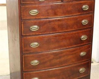  Burl Mahogany 7 Drawer High Chest 