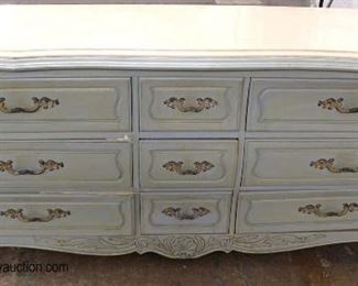 French Provincial “Hickory Manufacturing Co.” Paint Decorated Marble Top Low Chest and Fitted Interior Armoire 