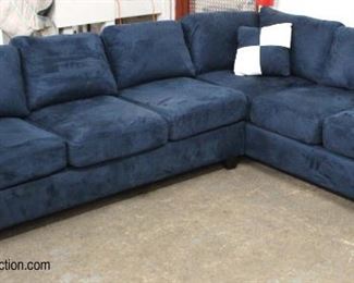  NEW Blue Upholstered Sectional Sofa Chaise 