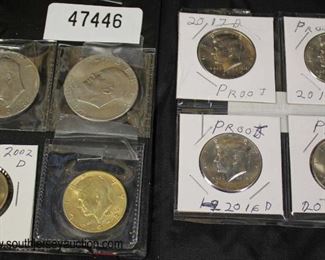  Sheet of 4 U.S. Kennedy Half Dollars and Sheet of 4 U.S. Coins 