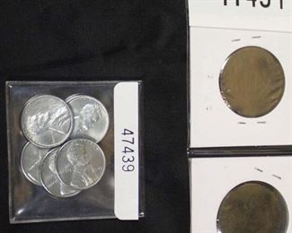  Steel War Pennies and 2 Large Cents 
