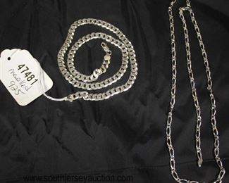  Selection of Sterling Jewelry including: Sterling Necklace and Matching Sterling Necklace and Bracelet 