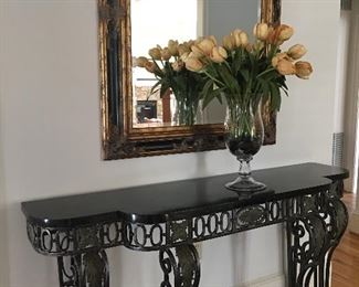 Marble Top Iron Base Sofa Table 