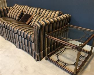 Sleep Sofa and Brass and Bamboo End Table