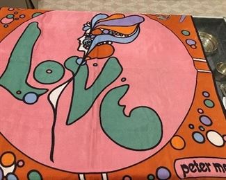 Vintage Peter Max “Love” Silk Scarf 
