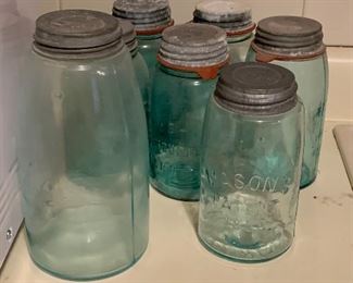 Old canning jars with zinc lids