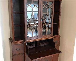 Mahogany China Cabinet with DropFront Secretary