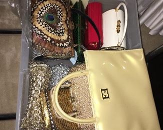 Escada bag and evening clutches.