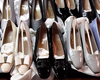 Over 100 pair of new Ferragamo shoes, never worn, with tags, perfect condition.  Size 6.5 