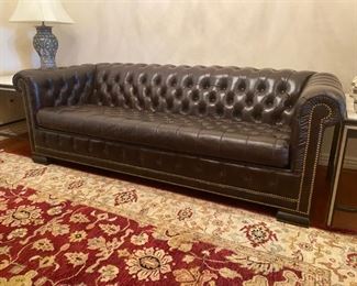 Tufted leather sofa