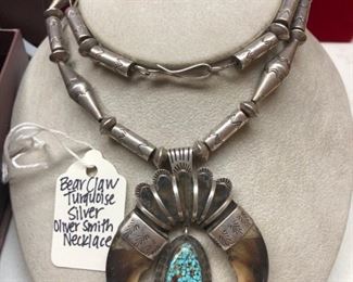 Bear Claw Sterling and Turquoise Oliver Smith