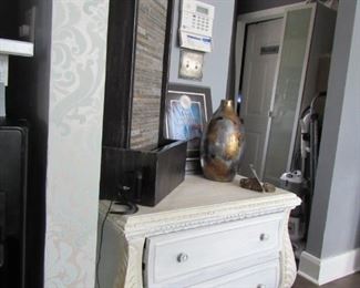 slate waterfall and antique entry table