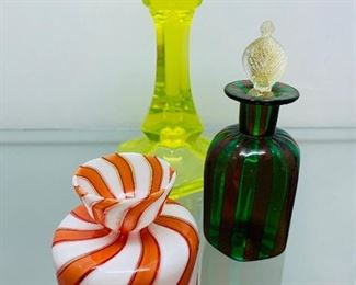 Uranium and various hand made glass pieces