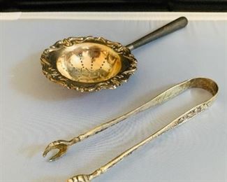 Sterling Tongs, Tea Strainers