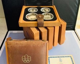 1976 Canadian Olympic Silver Coin Set with certificates of Authenticity, 7- 4 piece sets, 5 and 10 dollar coins