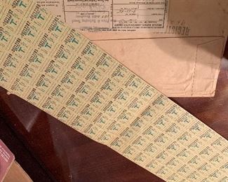 A whole set of ration stamps in the original envelope.