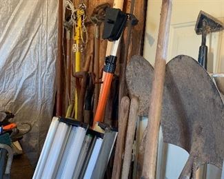 Tree pruners and garage lights - plus lots of hand tools.