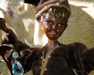 Rare Pair of 1960's Elf on a Shelf - Large sculptural Gilt Tole & Pixie mixed materials Aurora Borealis wall sculptures...each sculpture measures 32 inches tall by 22 inches wide!