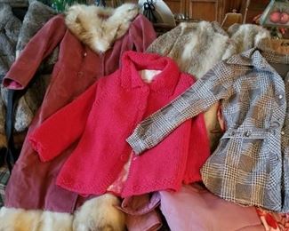 Vintage clothing to include large assortment of Sweaters, Cowboy boots, shoes and Handbags