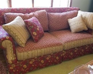 Paris Chic Beachy Boho seating to include Couch, 2 club chairs and matching double window Swag curtains