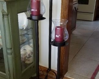 Iron glass floor candelabra … set of 3