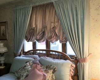 All curtains, curtain rods, pillows and comforters