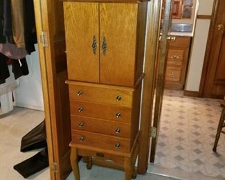Large Solid Quarter sawn Wood Jewelry Armoire  