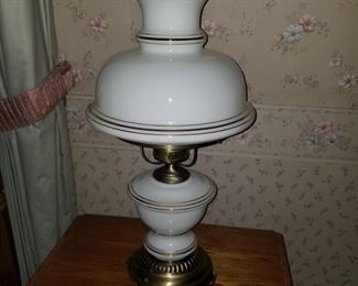 matching pair of GWTW MILK GLASS lamps