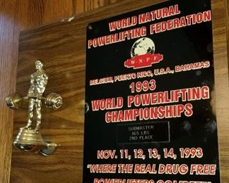 WORLD POWERLIFTING FEDERATION CHAMPIONSHIP WALL TROPHIES 1992 & 1993