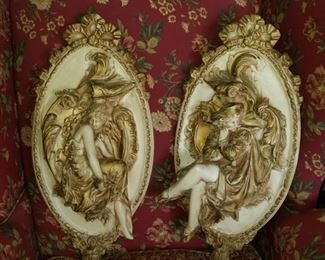Old antique Plaster of Paris Wall Sculptures