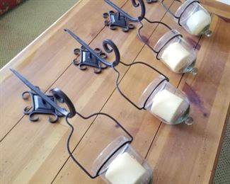 set 4 Wrought Iron and glass candle sconces