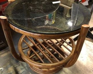 58	Rattan with glass top side table	 $25.00 	