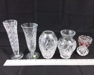 Lot of Five Glass and Crystal Vases