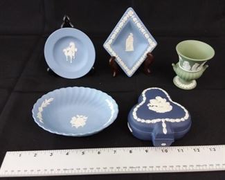 Lot of Five Wedgwood Bowls, Box, and Vase