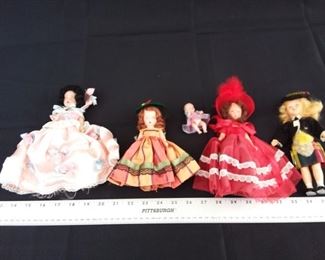 Lot of Four Storybook Dolls plus one Baby and Storybook Doll Flyer