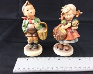 Lot of Two Charming Hummel Children with Baskets Figurines