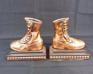 Pair of Bronzed Childrens Boots made into Bookends
