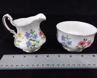 Paragon English Flowers Bone China Creamer and Sugar Bowl