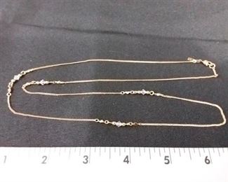 Twenty Six Inch Delicate Monet Gold Color Necklace with Beads and Crystal Accents